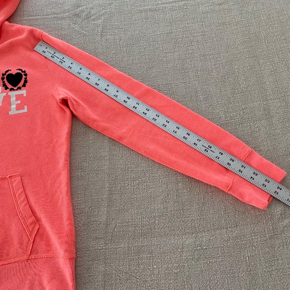 Mossimo Neon Coral 'Love' Zip Hoodie Sweatshirt - Size M - Picture 6 of 9